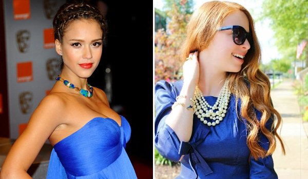 Blue Dress with a Coral Lipstick