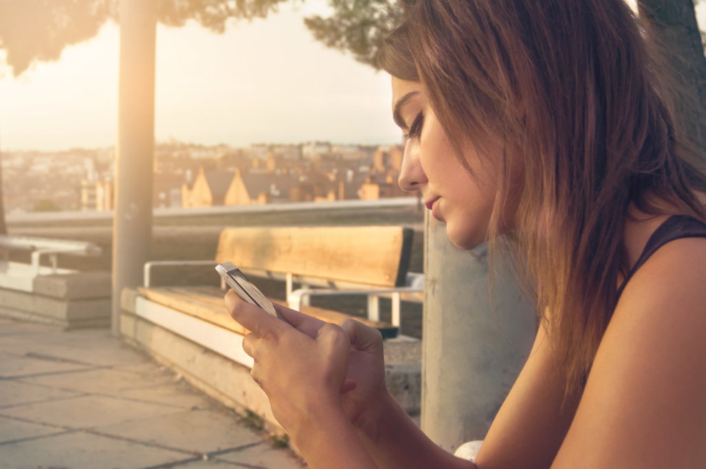 girl with smartphone